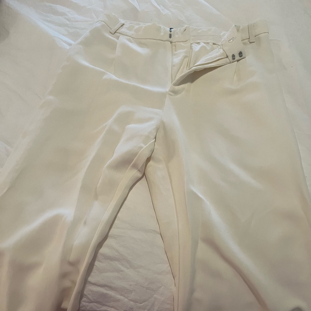 Zara Cream Trousers with split ankle hem - almost new - US Medium